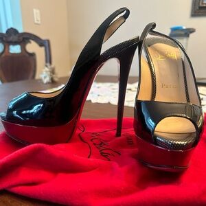 Christian Louboutin Multicolor Patent Leather Lady Peep Slingback Pumps